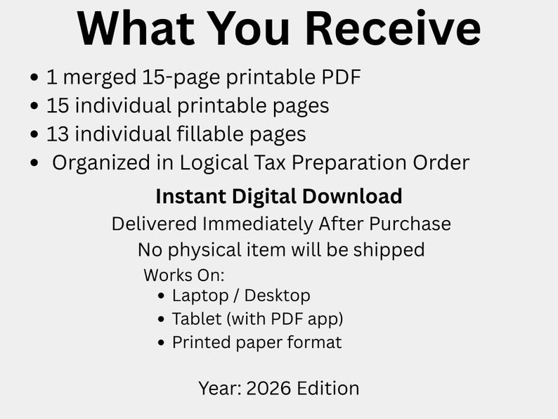 1099 Business Management Pack 2026 | Income & Expense Tracker | Contractor Tracker | Printable PDF + Fillable PDF image 7