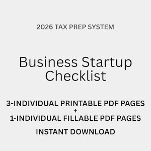 Business Startup Checklist 2026 | Startup Checklist | Business Setup Planner | Printable PDF + Fillable PDF
