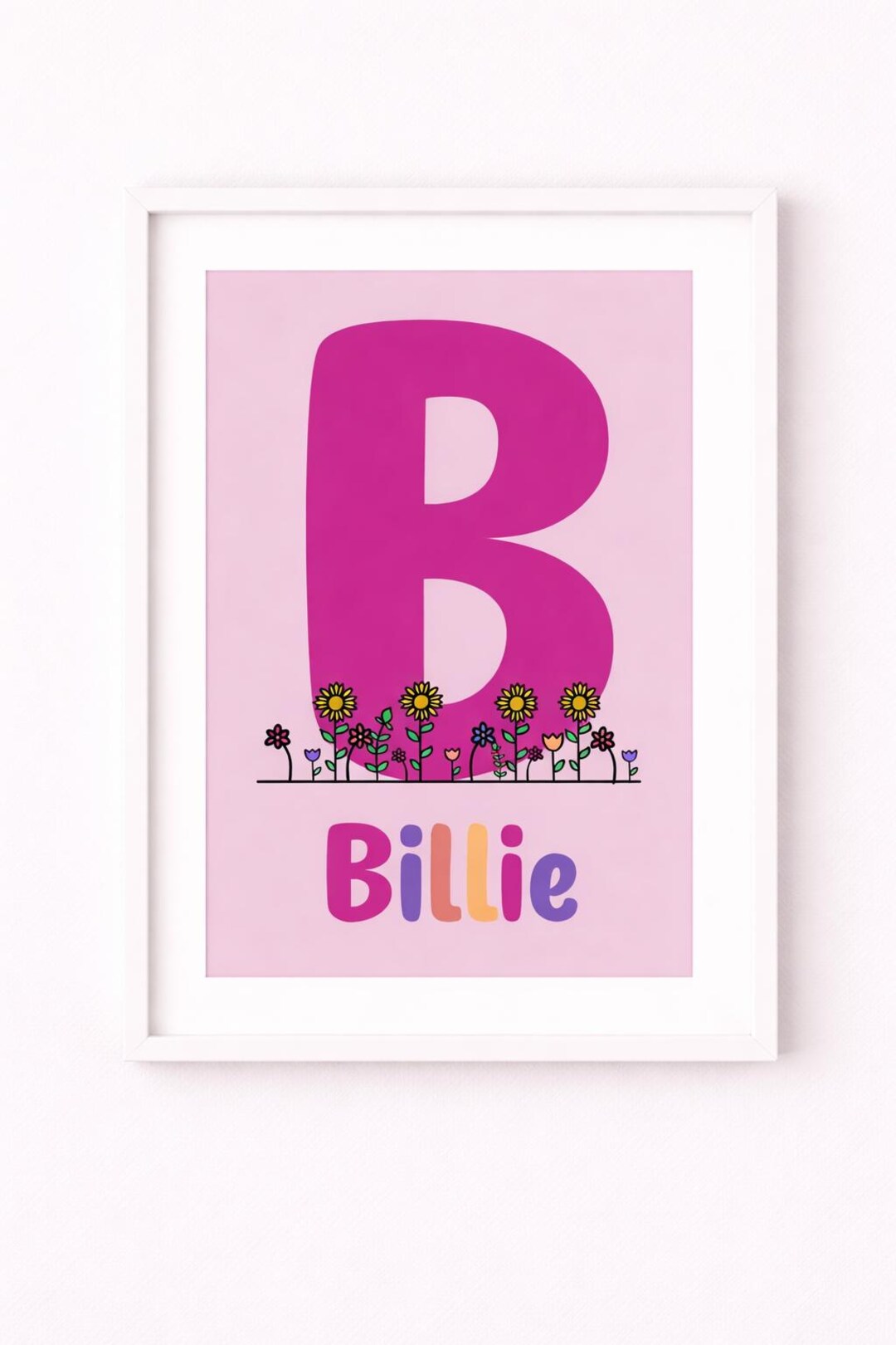 Personalised Initial Nursery Print | Custom Name Wall Art | Floral ...