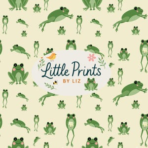 Ditsy animal seamless pattern | cute frog repeat print | small scale fabric design | kids pattern| commercial use