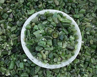 Nephrite Jade Chips 4–12mm – Tumbled Green Gemstone for Jewelry Making, Resin Art