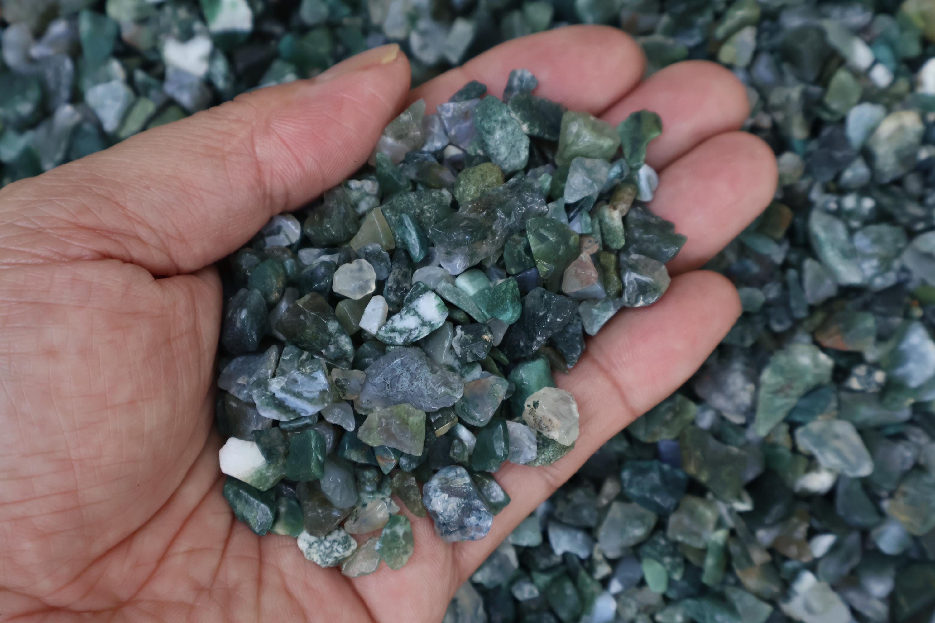 Chipmoss Tumbled Moss Agate Chips – Natural Gemstone for Jewelry Making, Resin ...