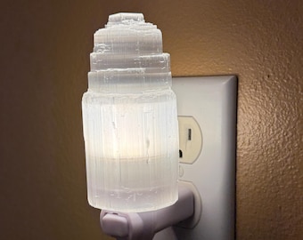 Handcrafted Selenite Iceberg Night Light – Natural Crystal Tower Lamp