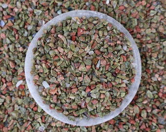 Tumbled Unakite Chips 2–4mm – Green Pink Gemstone for Jewelry Making, Resin Art