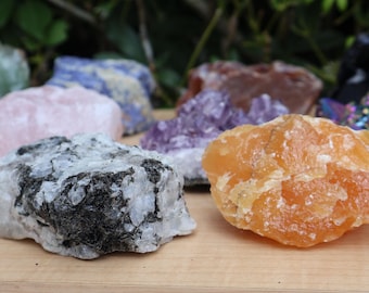 XL Raw Natural Crystals – Large Rough Gemstones for Décor, Collection (0.5–1 lb)