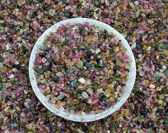 Rainbow Tourmaline Chips 2–4mm – Multicolor Tumbled Gemstone for Jewelry Making
