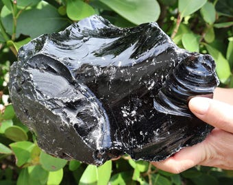 Enorme ejemplar de obsidiana negra en bruto: vidrio volcánico natural de México (7,62-30,58 cm)