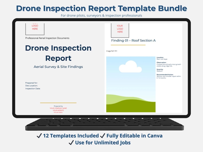 Drone Inspection Report Template (canva) | Aerial Survey Report | Roof ...