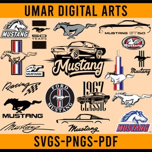 Pack of 18 mustang Auto Logo svg Ford mustang mustang sillhouette Auto Logo svg mustang png bundle Digitaler download