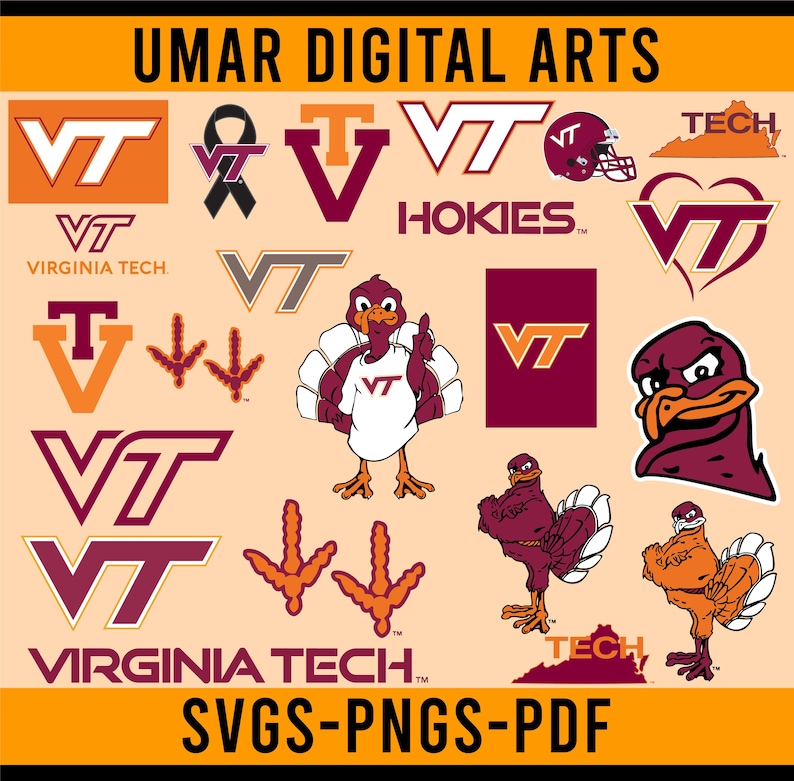 USA Made Virginia Tech University Svg Bundle Pack of 22 Virginia Tech ...
