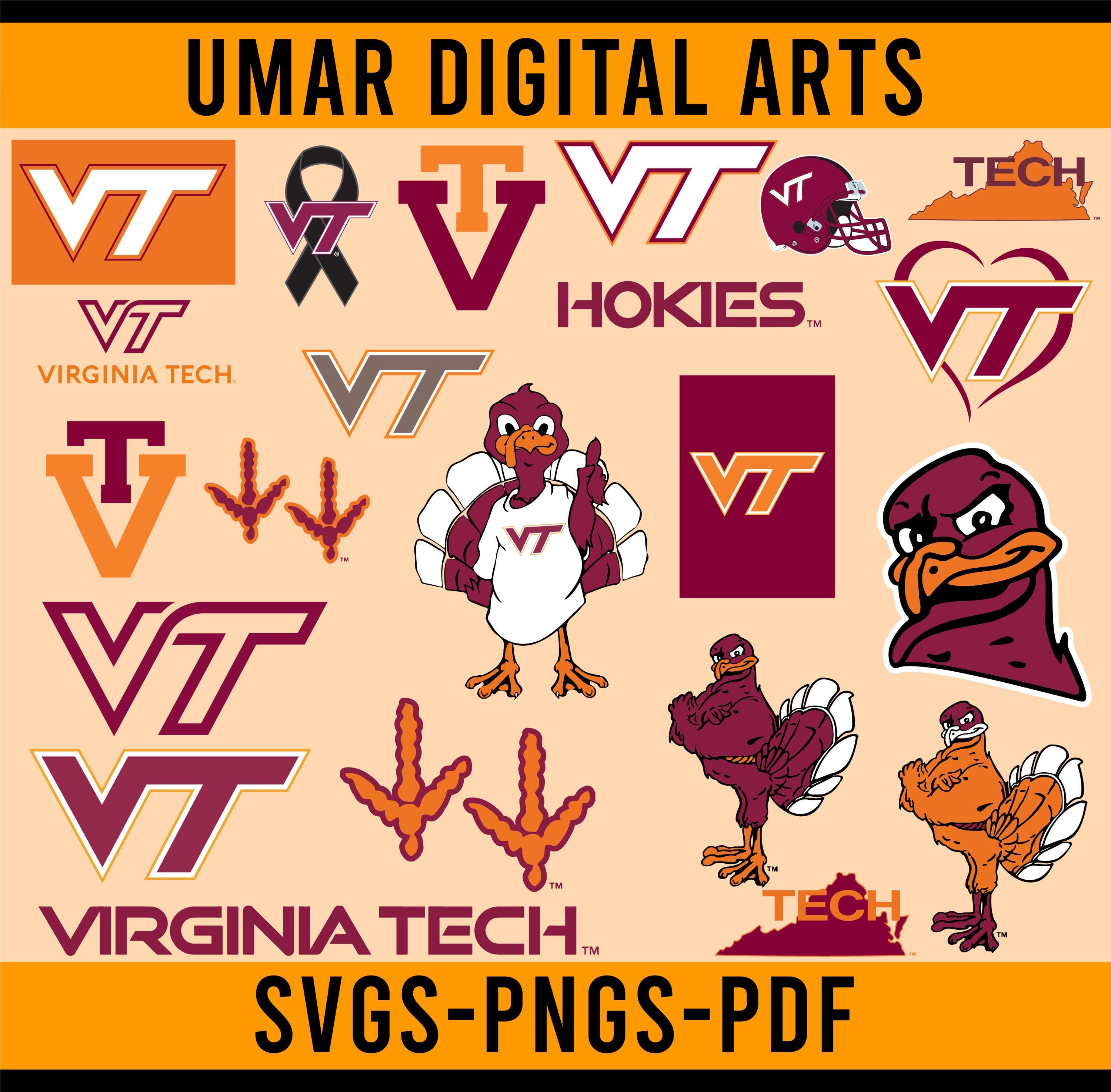 USA Made Virginia Tech University Svg Bundle Pack of 22 Virginia Tech ...