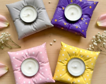 Handmade Concrete Square Pillow Tea Light Holders – 4 Colors