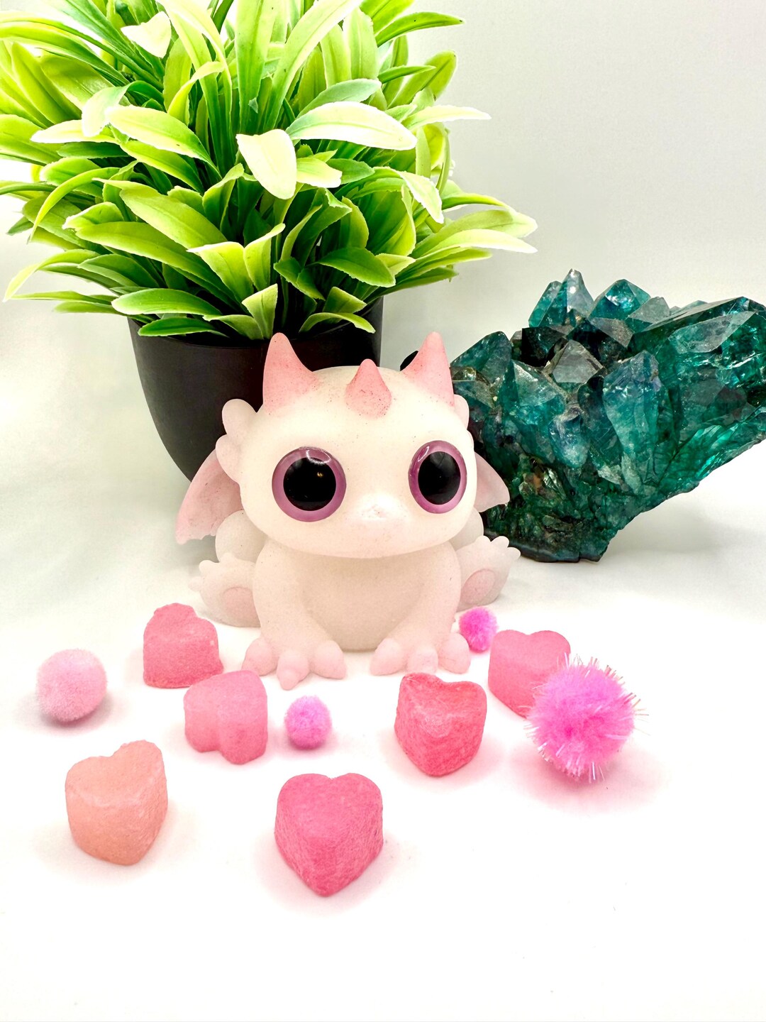 White Pink Dragon Taba Squishy | Kawaii Desk Pet, Sensory Toy - Etsy