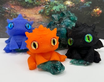 Black Dragon Taba Squishy | Kawaii Desk Pet | Stress Relief Sensory Toy | Fantasy Creature Gift