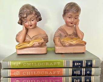 Vintage 1940s Roman Art Co. Robia Ware chalkware bookends