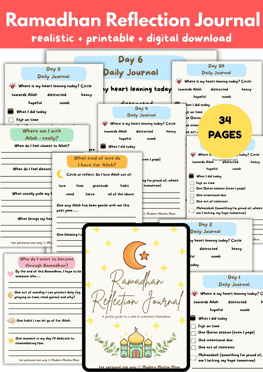 Realistic Journal.pdf Realistic Ramadhan Reflection Journal Digital Download - Etsy