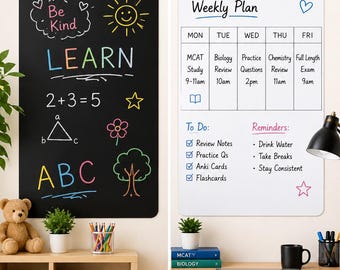 Peel and Stick Chalkboard Whiteboard Wall Sticker for Kids Homeschool MCAT Office