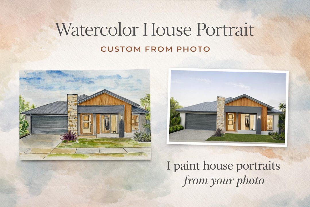 Custom Watercolor House Portrait From Photo | Hand Painted Home Art - Etsy