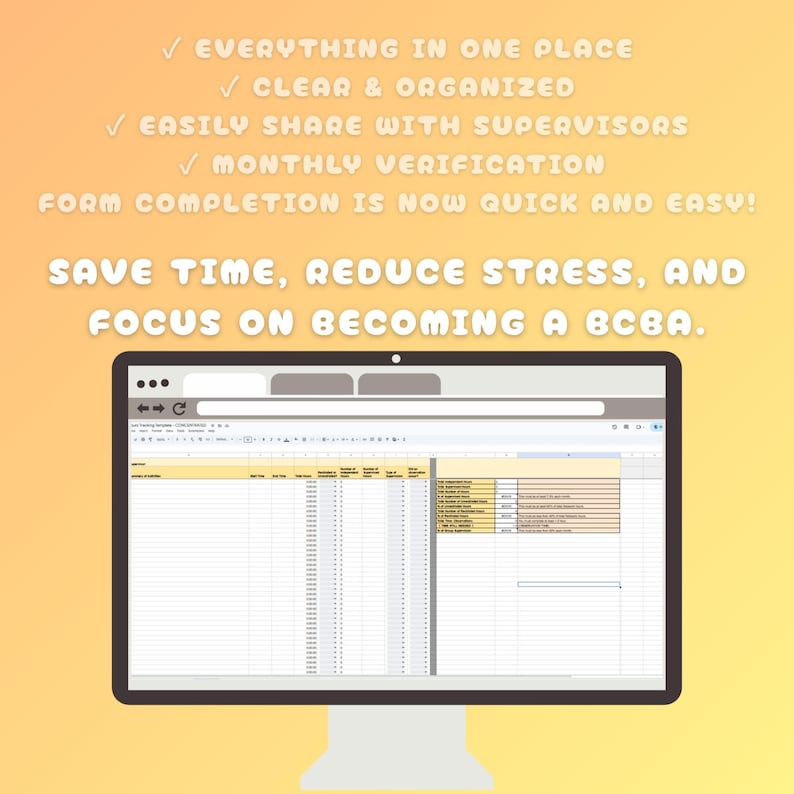 BCBA Fieldwork Tracker Google Sheets | 2027 CONCENTARTED | Aba Rbt ...