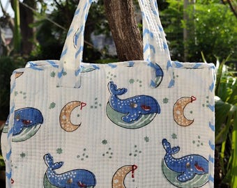 Hand-Block Printed Quilted Adventure Lunch/Multi purpose Bag for Kids
