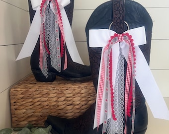 Ohio State Buckeyes Scarlett and Gray Boot Bows and Ribbons-Custom Accessories
