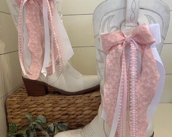Light Pink and White Boot Bows and Ribbons-Custom Accessories