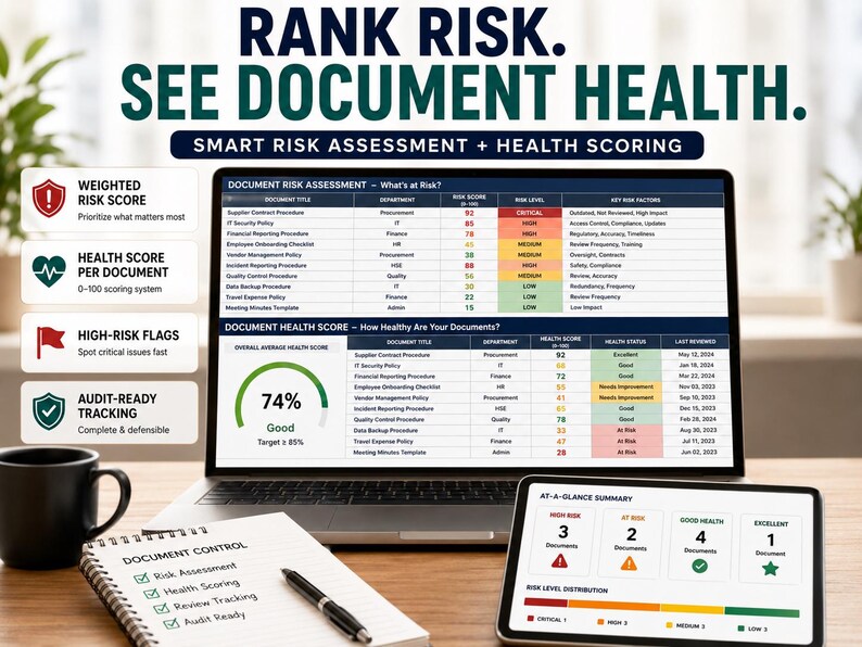 ISO 9001 Document Control Spreadsheet, Google Sheets & Excel, Document Register, Revision, Review and Audit Readiness Tracker, QMS image 13