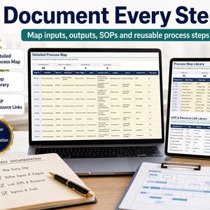 Process Map & Workflow Spreadsheet, Google Sheets and Excel, Swimlane Diagram, SOP and Process Documentation Dashboard image 4