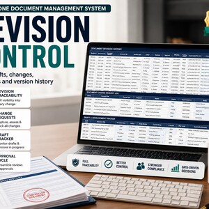 ISO 9001 Document Control Spreadsheet, Google Sheets & Excel, Document Register, Revision, Review and Audit Readiness Tracker, QMS image 8