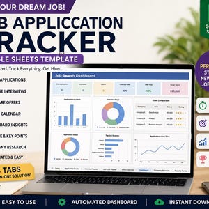 Job Application Tracker Google Sheets | New Grad Entry Level Internship Search Spreadsheet Interview Resume Career Planner