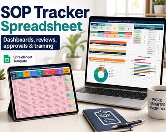 SOP Template Spreadsheet Google Sheets | Standard Operating Procedure Builder Process Manual Compliance Training Tracker