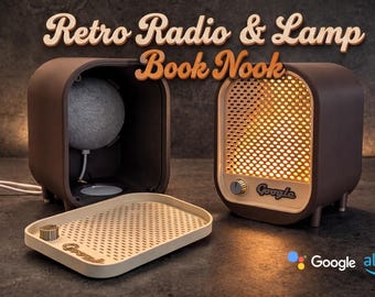レトロラジオブックヌーク（LEDライト付き） - Alexa・Google対応スマートシェルフ照明 - ヴィンテージインテリア - ギフト