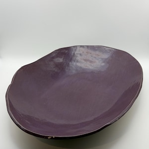 organic 11" handbuilt purple oval ceramic plate • made aggressively by rye