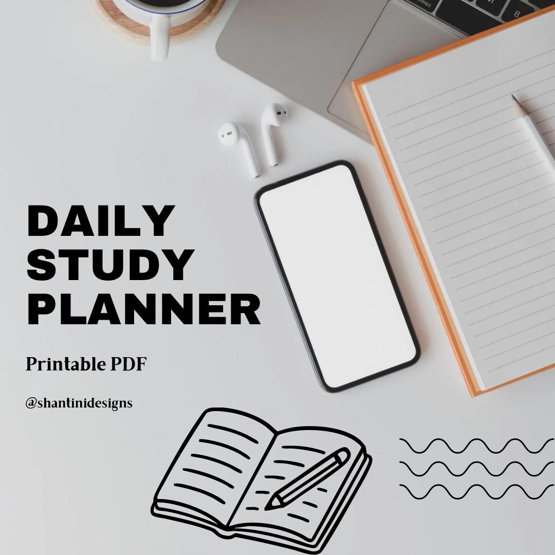 Daily Study Planner Printable | Minimalist Student Organizer (canva ...