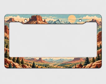 Individueller Kennzeichenhalter im Abenteuer-Design | Personalisiertes Auto-Accessoire mit Naturmotiven | Geschenk für Roadtrips
