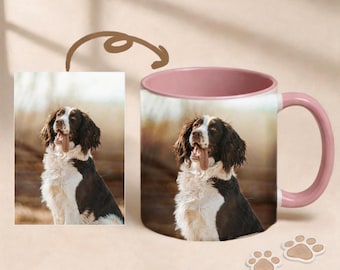 Taza personalizada con diseño de perro y salpicaduras de acuarela • Taza de café personalizada con diseño de gato • Regalo de cumpleaños para dueños de mascotas • Arte peludo para el escritorio de la oficina
