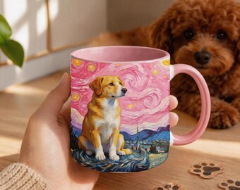 Taza personalizada de acuarela para mascotas • Arte vibrante con salpicaduras • Regalo para recordar a un perro o gato en su pérdida • Taza de café conmemorativa personalizada del Puente Arcoíris