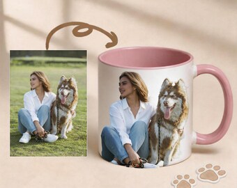Taza personalizada para mascotas con nombre • Taza de café personalizada para mamás perrunas • Recuerdo colorido de acuarela para tu mascota • Lindo regalo para amantes de los animales