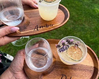 Wedding Party Guest Favors: Small Rustic Wood Appetizer Board Customized with Names