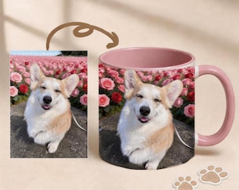 Taza personalizada con retrato de perro: Taza de café personalizada con cara de perro o gato