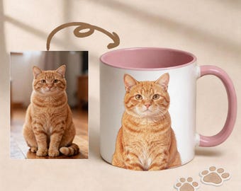Taza personalizada con retrato de gato: Taza de café personalizada con cara de perro o gato
