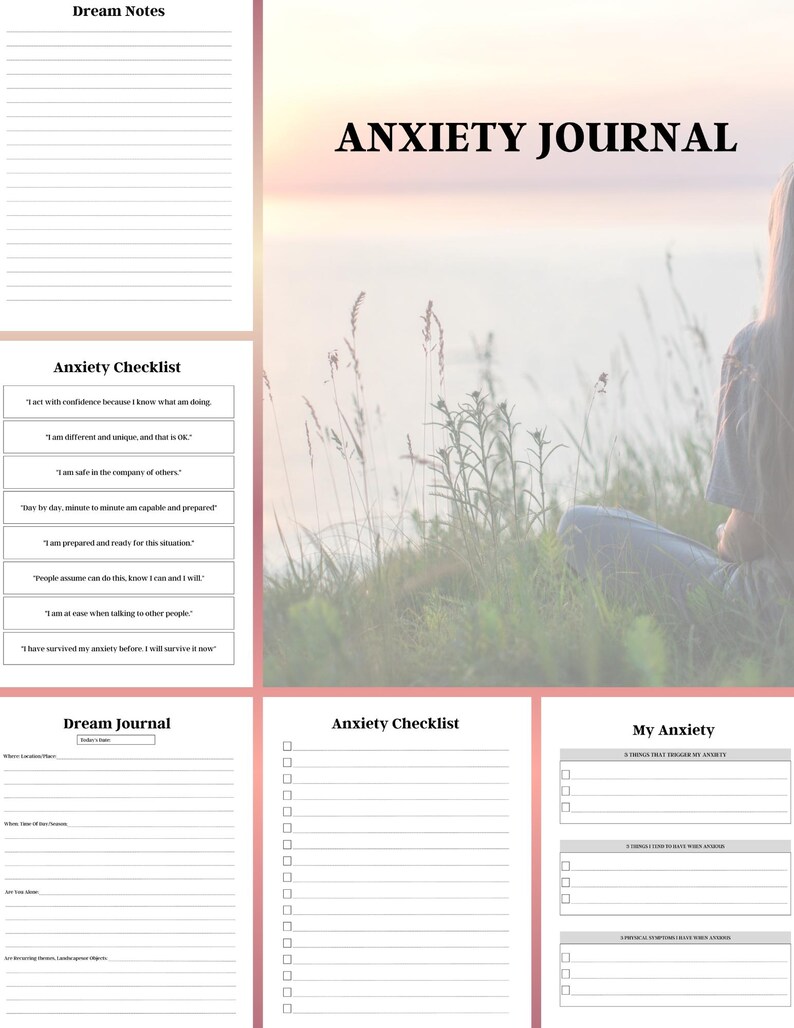 Anxiety Journal – Printable Mental Health Workbook | 24‑page Self‑care ...