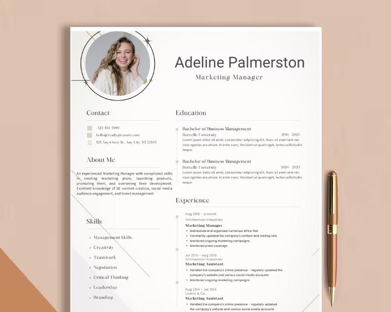 ATS Friendly Resume Template Canva Professional CV Template Instant ...