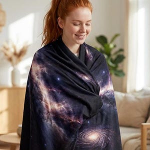 Galaxy Throw Blanket, Nebula Space Blanket, Celestial Home Decor, Soft Cosmic Couch Throw, Astronomy Gift, 50x60 Blanket