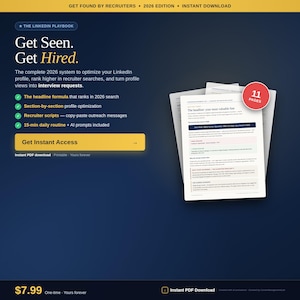 LinkedIn Profile Guide 2026 | Headline Formula, Recruiter Scripts & Optimization Tips, Printable PDF