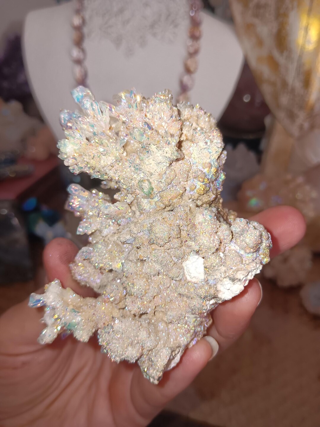 Rare Angel Aura Calcite Flower Cluster Aura Calcite Flower Rare Mineral ...