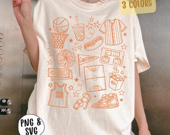 Basketbal doodle png-svg, basketbal moeder shirt sublimatie