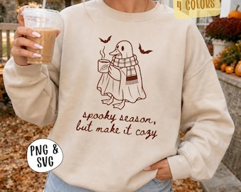 Cozy Goose Fall Png Svg, Cute Spooky Season Sublimation