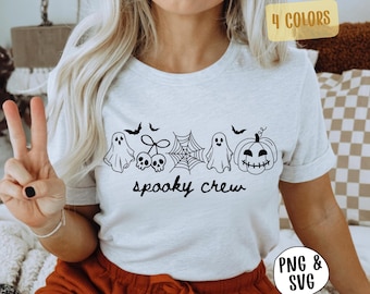 Spooky Crew PNG SVG, schattig spook Halloween shirt ontwerp