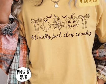 Stay Spooky Png Svg, Ghost Pumpkin Halloween Shirt Design, Spooky Fall Sublimation